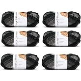 Loops &amp; Threads Charisma Tweed Stripe Yarn - Multicolor Yarn for Knitting, Crochet, Weaving, Arts &amp; Crafts - Charcoal, Bulk 6 Pack