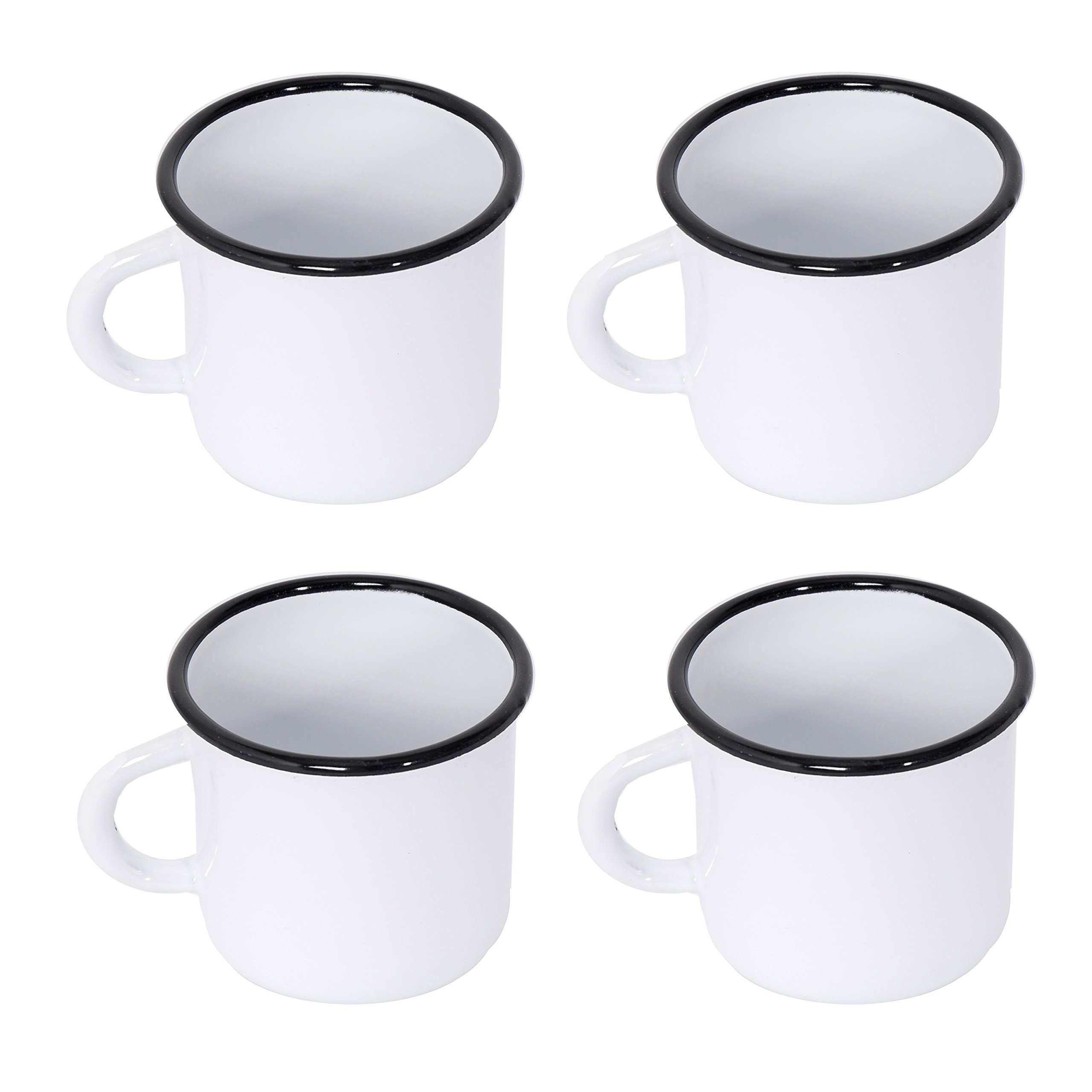 Set of 4 Metal-Enamelled Mugs - 400 ml / 14 Oz - White