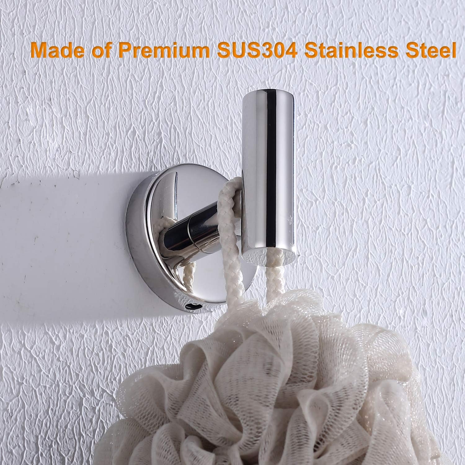 Polished Chrome Towel Coat Hooks SUS304 Stainless Steel Bathroom Clothes Garage Hotel Cabinet Closet Sponges Robe Hook Wall Mounted Round Kitchen Heavy Duty Bath Door Hanger 2 Pack: Home & Kitchen