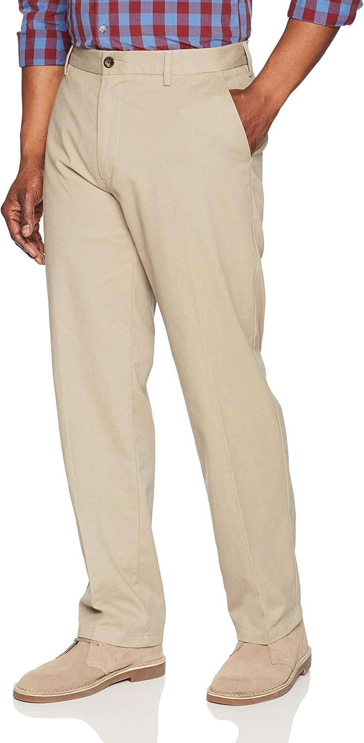  Essentials Men's Classic-fit Wrinkle-Resistant Flat-Front Chino Pant: Clothing