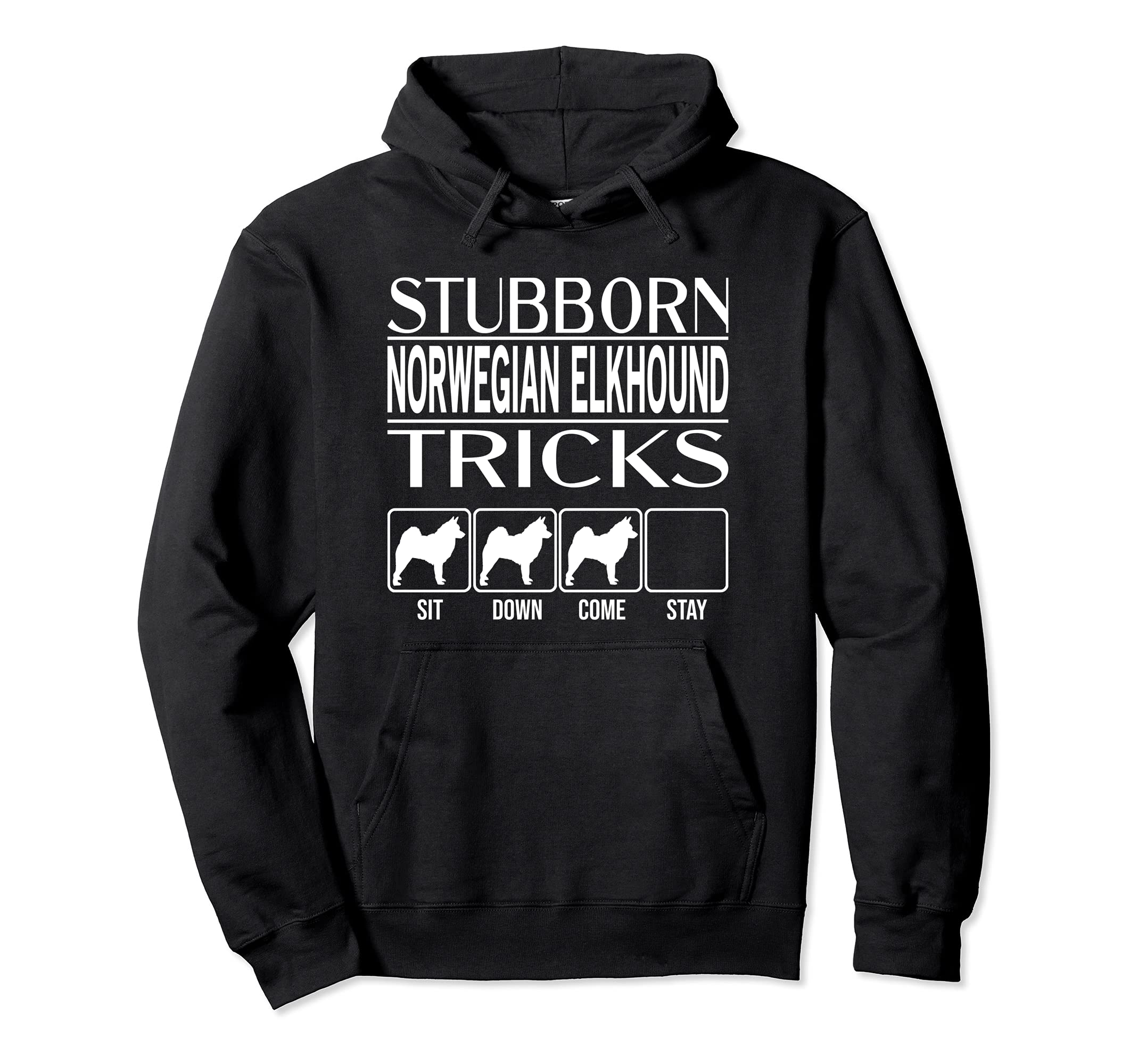 Stubborn Dog Tricks, dog gift idea, Funny Norwegian Elkhound Pullover Hoodie
