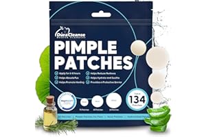 DURA CLEANSE Pimple Patches for Face - 134 Count Hydrocolloid Acne Patches - Zit, Blemish, Cystic Acne Dots & Dark Spot Treatment - Invisible Clear Pimple Patch Stickers for Forehead, Chin, Nose, 3 Sizes (S, M, L)