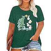 QAUN Plus Size Christmas Shirt Women: Snowman Graphic Shirts Merry Christmas Tshirt Xmas Gift Tops