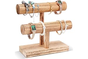 ProCase Bracelet Holder Display Bracelet Organizer, Wooden Bracelet Stand for Selling, T-bar Bangle Storage Rack Wood Watch D