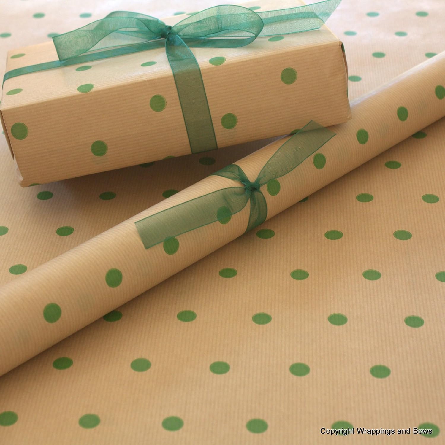 Natural Christmas Kraft Patterned Brown Gift Wrapping Paper Green