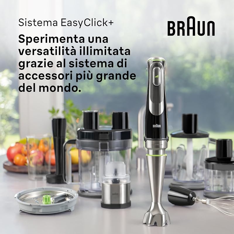 MultiQuick 9 MQ9147X Frullatore ad Immersione, Miniprimer Dotato di Frusta, Bicchiere, Tritatutto da 350ml, Tritaghiaccio da 1,25L e Accessorio Pure', Potenza 1200W, Tecnologia Tedesca