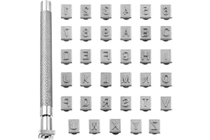 FDCLIXUVOL Leather Stamping Kit Leather Stamping Tool Letter Stamps for Clay, 1/4” Alphabet Stamp Tools Professional Metal Leathers Punching Tools Leathers Carving Tool for Belt Bag Hat Shoes Craft Marking