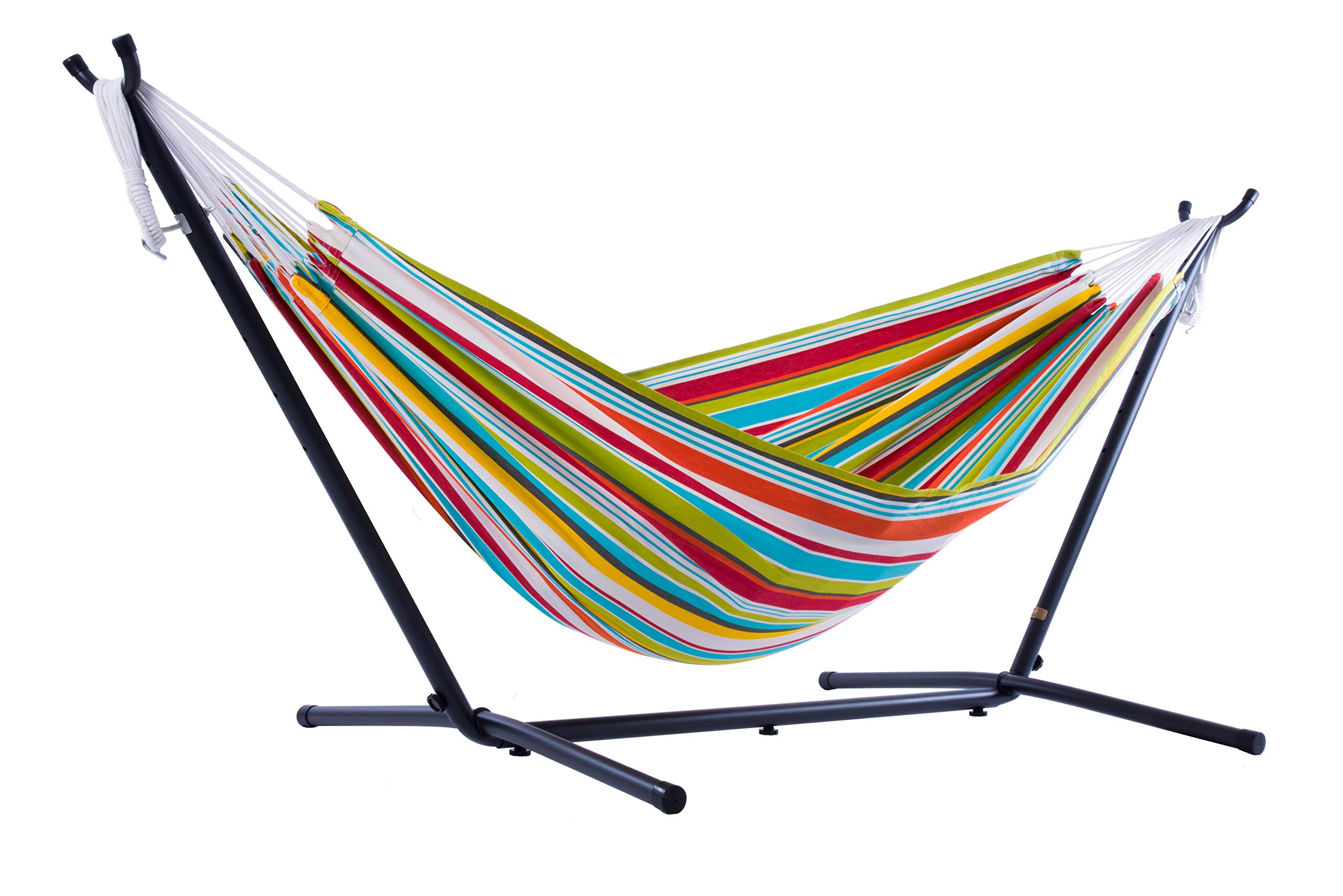 Vivere Double Polyester Hammock with Space-Saving Steel Stand, Ciao
