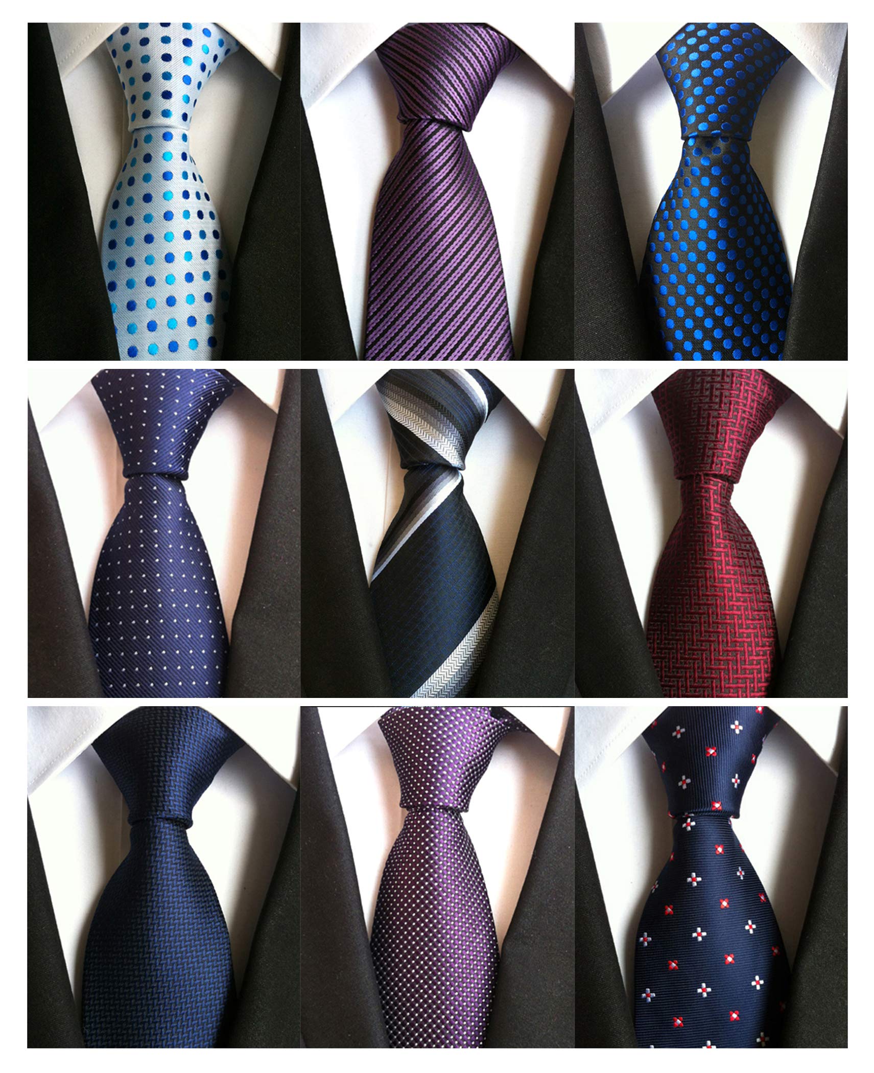 AVANTMEN 9 PCS Classic Men\'s Neckties Woven Jacquard Neck Ties Set (9 Pack-style B)