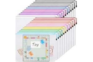 EOOUT 24pcs Mesh Zipper Pouch Bags A3 Extra Large Document Bag with Label Pocket, 16.9x12 Inches, Plastic Zip File Folders, Puzzles, Board Game Storage for Organizing Office Home
