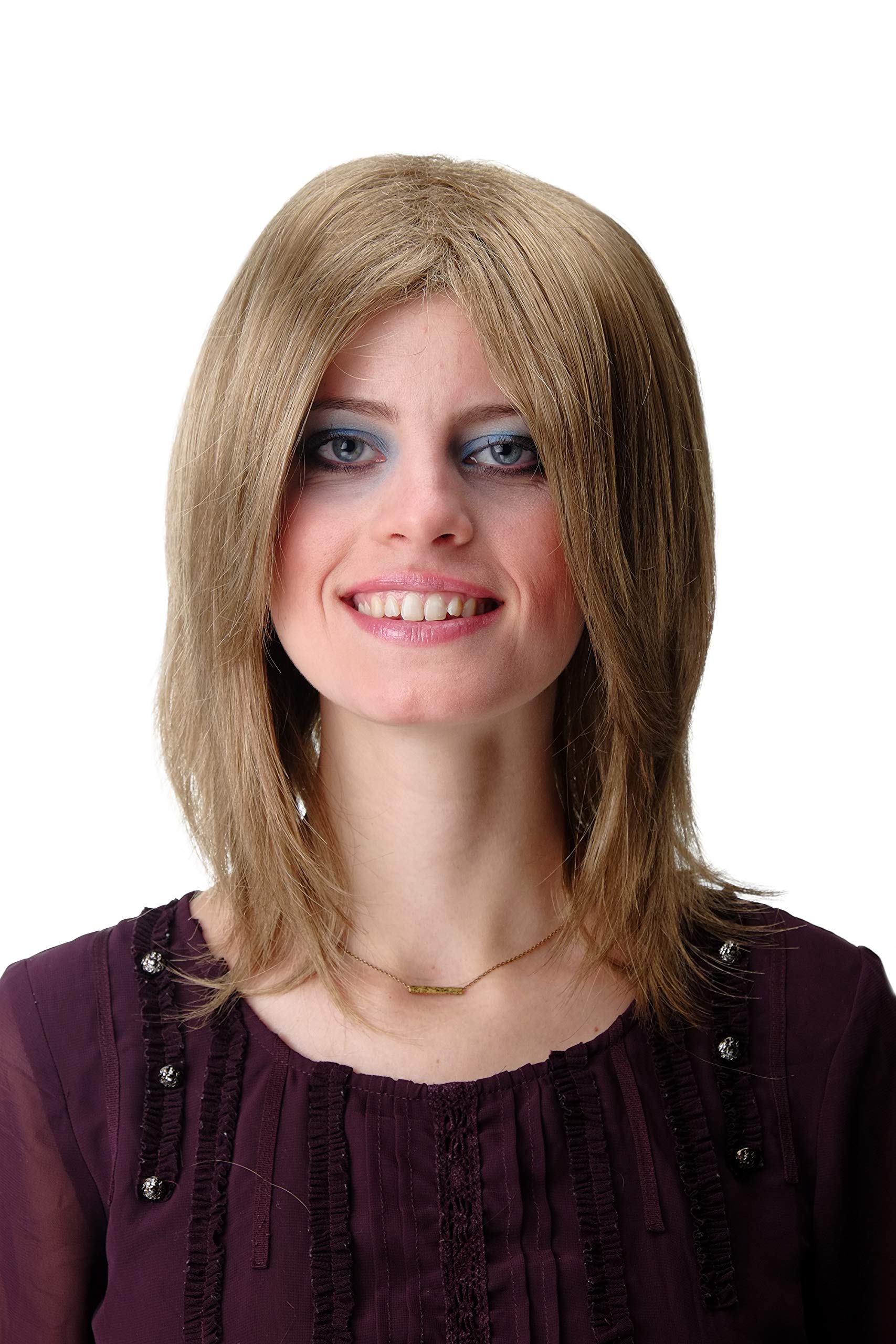 WIG ME UP - GFW892-14 Quality Wig for Lady & Men Man cool shoulder length straight youthful Indie Rock Star parting light brown brunette