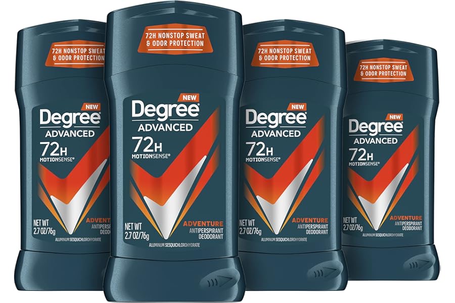 Degree Men Antiperspirant Deodorant Adventure Antiperspirant For Men With MotionSense Technology 2.7 oz, Pack of 4