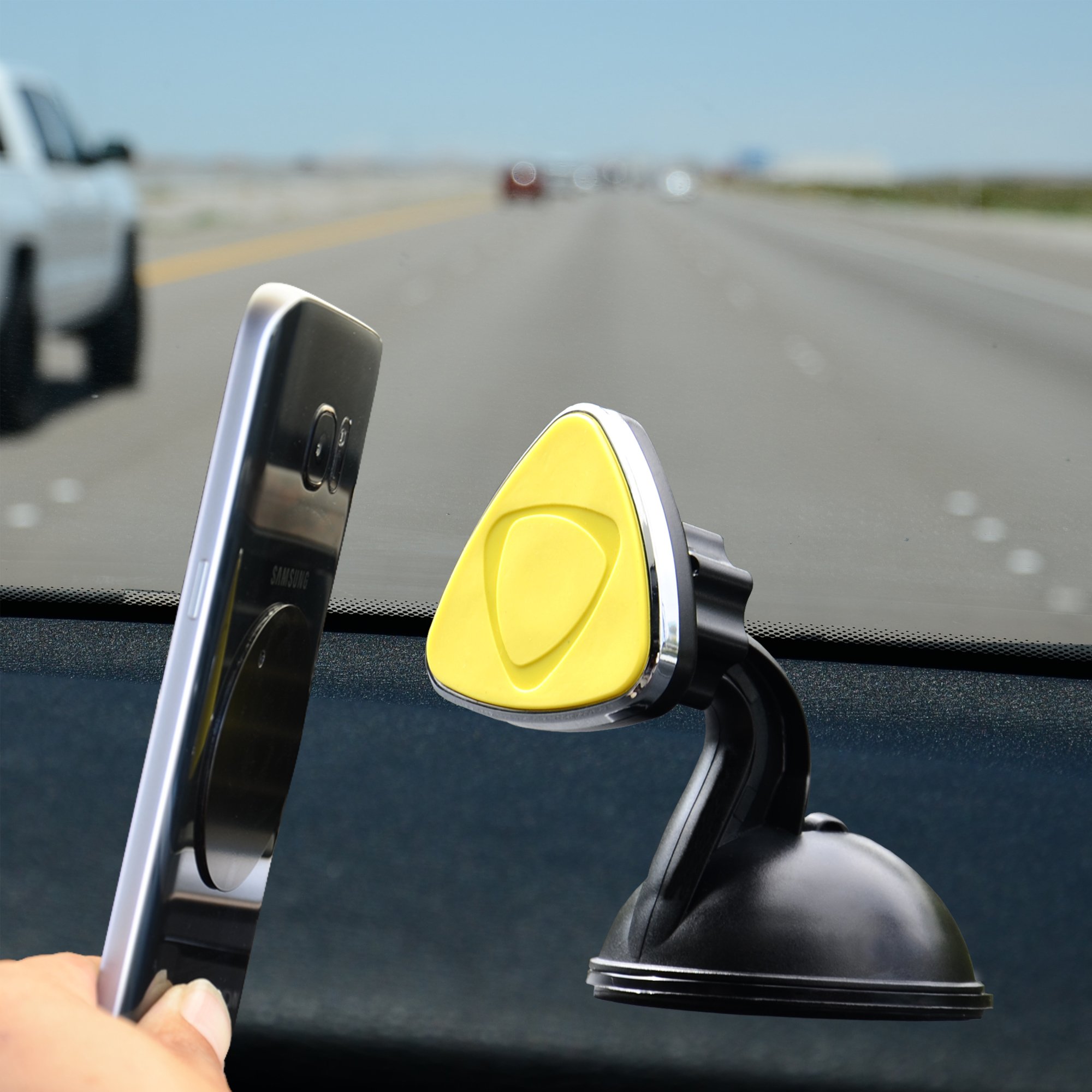 Magnetic Phone Holder for Car iProductsUS Car Vent Phone Mount Universal 3-in-1 phone Cradle for Dashboard Windshield Air Vent for Apple iPhone and Android Smartphones or GPS devices(YELLOW)