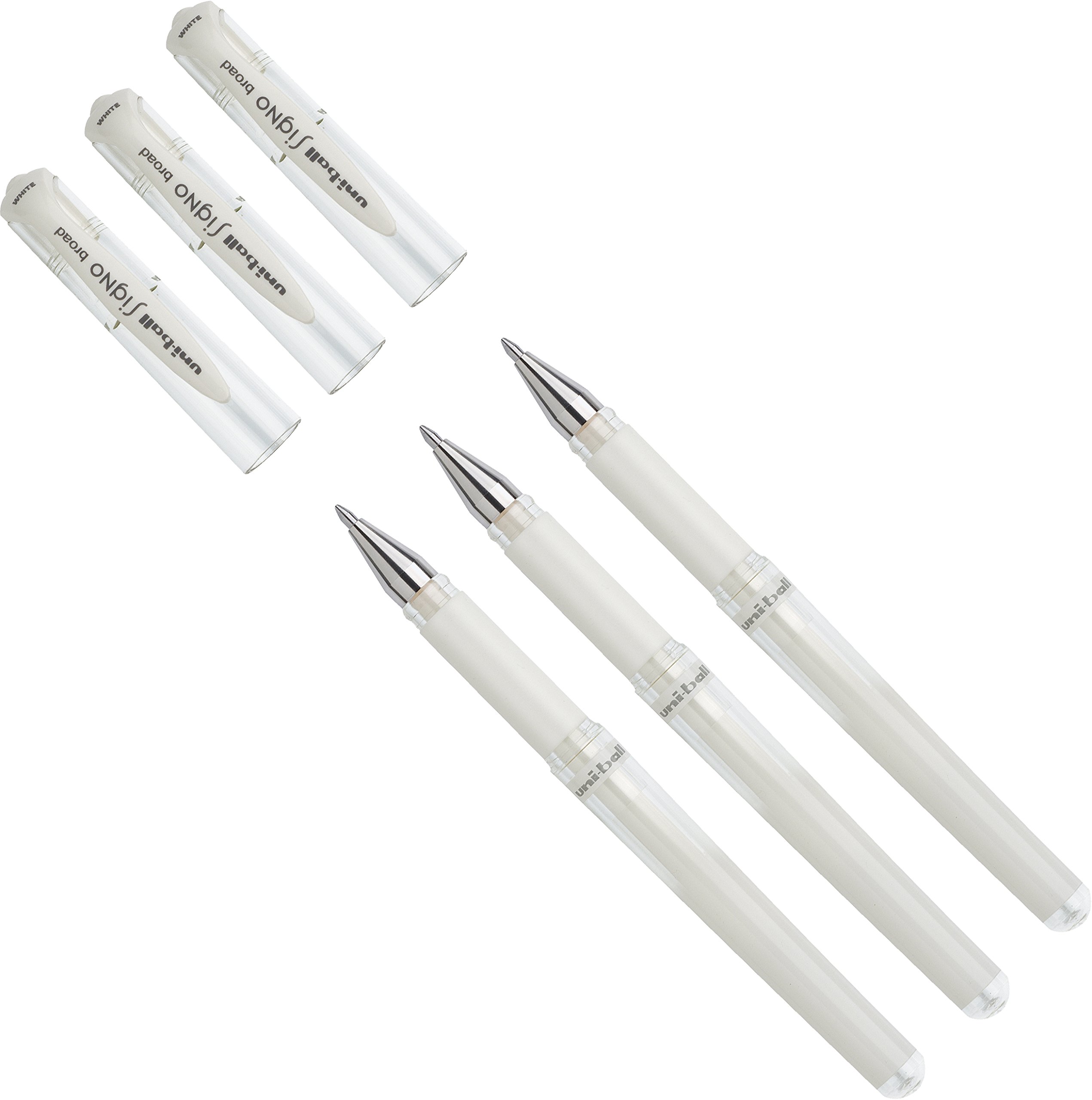 3 pieces Mitsubishi 146895 – gel roller uni-ball SIGNO UM-153, tip: 0.6 mm, white