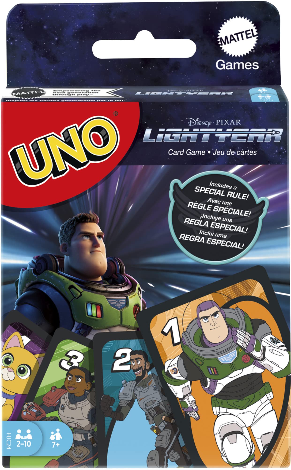 Mattel Games Disney Buzz LightYear UNO Card Game with Movie-Themed Space Ranger Deck and Special Rule, 7 Years and up
