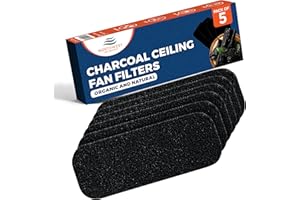 NORTHWEST ENTERPRISES Ceiling Fan Filters - Charcoal Ceiling Fan Filters for Blades - Activated Carbon Air Filters for Indoor Use - Fan Blade Air Purifier Pads That Remove Dust, Pollen, & Household Contaminants (5-Pack)