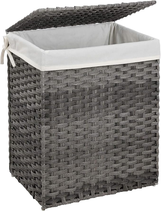 SONGMICS Cesto de lavandería tejida a mano, cesta de mimbre sintético