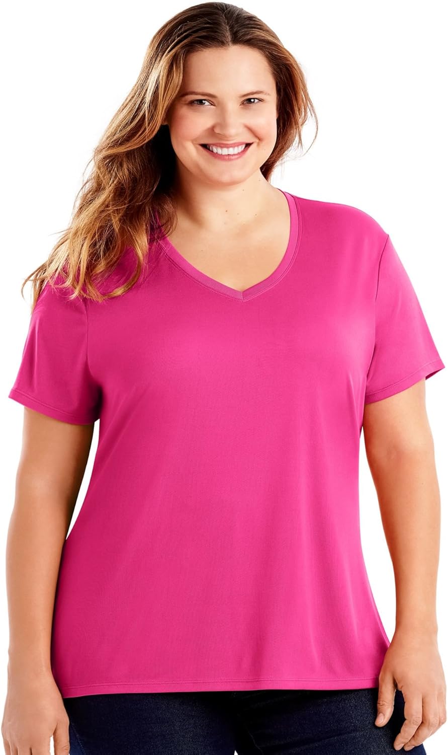 Just My Size Women's Plus-Size Cool DRI Short Sleeve V-Neck Tee at  Women’s Clothing store