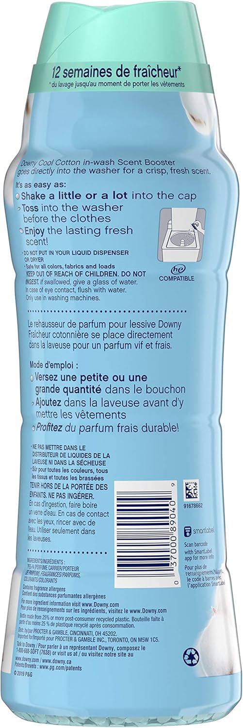 Downy in-Wash Scent Booster Beads, Cool Cotton, 20.1 oz: Health & Personal Care