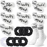 Toulite 7 Pairs Bride Bridesmaid Socks 7 Satin Bridesmaid Scrunchies Women Wedding Gifts Set Bachelorette Party Favors