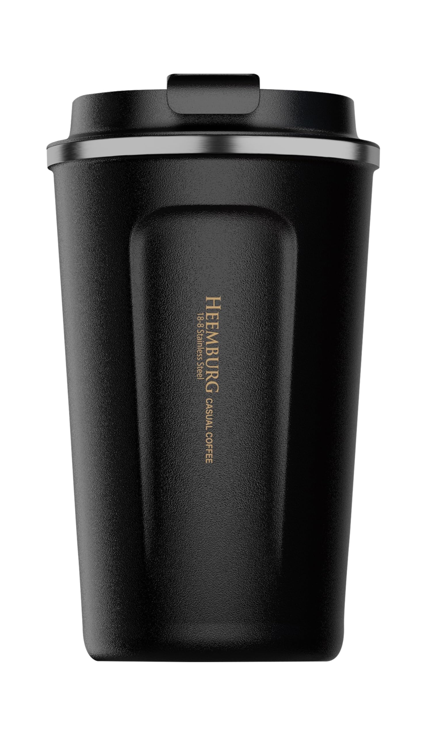 Heemburg Coffee to Go Travel Mug Stainless Steel with Double Wall Insulation 100% Leak Proof Coffee Cup Travel Mug Thermal Tumbler for Coffe and Tea on The Go (Black, 500 ml)