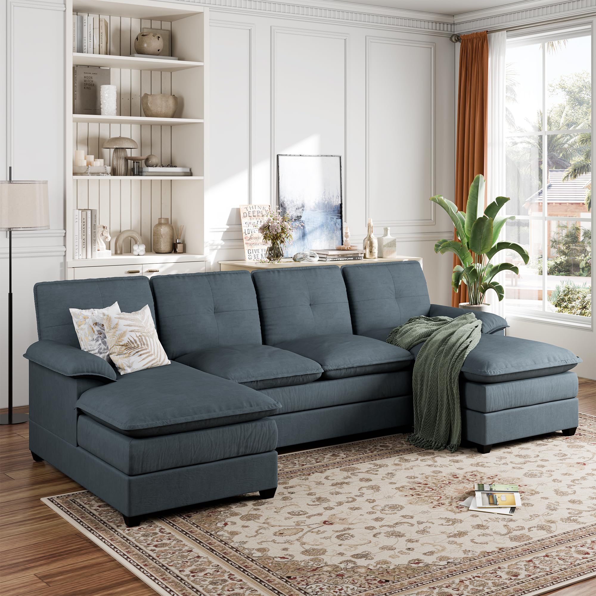 Photo 1 of **PARTIAL SET, BOX 1/3, SEE NOTES**110" Sectional Couches for Living Room,4-Seat U Shaped Couch with Double Chaise,Modular Sofa Couches Sleeper with Thick Cushion & Soft Backrest