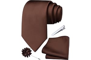 Branduce 3.15"（8cm） Mens Tie and Lapel Pin Solid Necktie Handkerchief Tie Clip Set for Men