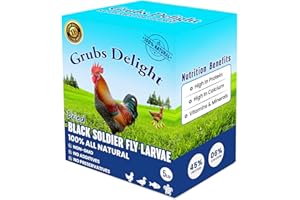 Grubs Delight 5LB Dried Black Soldier Fly Larvae for Chickens – 85x More Calcium Than Mealworms, for Chickens and Birds, 100% Natural Non-GMO Chicken Worms Treats, High Protein & Calcium Poultry Feed