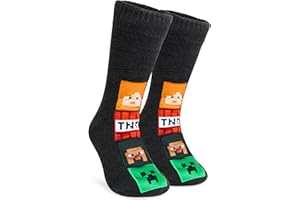 Minecraft Slipper Socks for Boys, Teens, Fuzzy Socks with Non Slip Grip Pads, Lounge Wear, Creeper, Gamer Gifts for Kids