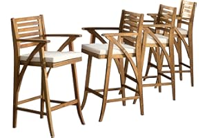 Christopher Knight Home Hermosa Acacia Wood Outdoor Barstools, 4-Pcs Set, Teak Finish