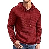 COOFANDY Mens Hoodies Sweatshirts Long Sleeve Fashion Waffle Knit Pullover Hoodie with Pocket