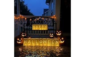 WYMM Happy Halloween Light Up Letters Luminary Bags with Spooky Confetti & 30 Tea Lights Candles - Ideal Halloween Decorations Indoor & Outdoor for Parties, Entertainment, Gift & Festivals