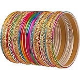 Touchstone Stunning Rainbow Multicolor Bangle Collection. Indian Bollywood Colorful Bangle Bracelet Set of 24 In Antique Gold Tone For Women.