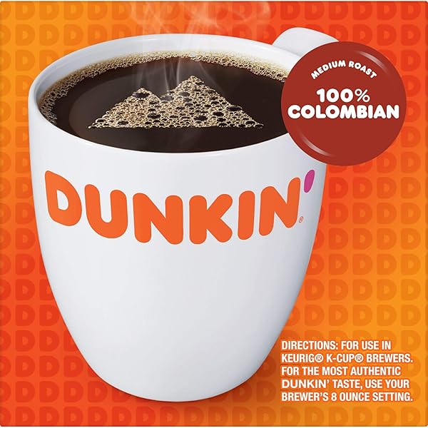 DUNKIN’ 100% COLOMBIAN MEDIUM ROAST COFFEE, 10 KEURIG K-CUP PODS