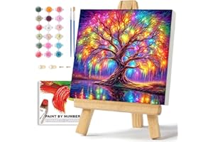 WEMEON Tree of Life Paint by Numbers Kit for Adults with Framed- Easy Paint by Numbers Kit for Adults Beginner, Simple Painting Paint by Numbers for Gift Home Wall Decor (10x10Inch)