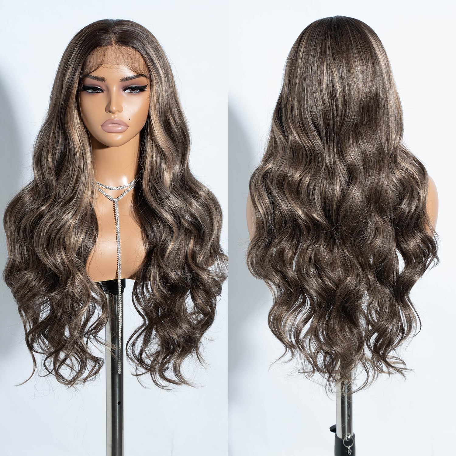 Joedir 13X4 Lace Frontal Wig Pre Plucked Synthetic Lace Front Wigs Natural Looking Body Wave Wigs for Women 30 Inch Loose Deep Wave Wig with Baby Hair Heat Resistant Hair Cosplay Daily Party Wigs