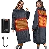 Wearable Heated Blanket Hoodie with 16000 mAh Battery,Cordless Heating Throw,Electric Shawl Robe with Sleeves,Gift for Family