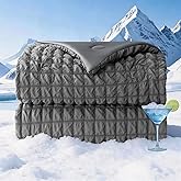 bedsmile Seersucker Cooling Comforter Queen Size, Q-Max 0.45 Reversible Cooling Blanket for Hot Sleepers, Breathable Lightweight Silk Smooth Summer Bedding, Quilted Ice Blanket, Dark Gray
