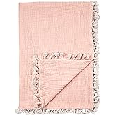 Crane Baby Muslin Swaddle Blanket, Soft Cotton Lightweight Nursery and Stroller Blanket for Baby Boys & Girls, Desert Rose, 30" x 40"