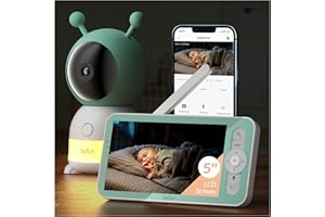 2K Boifun Baby Monitor WiFi, 360° Camera with Night Light & 5 Inch 3MP Display, Phone App Control & LCD Monitor, Auto Trackin