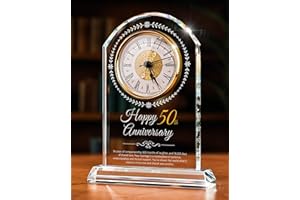 Sttokilly 50th Wedding Anniversary Crystal Quartz Clock,50 Years of Marriage Gift,Happy Golden Anniversary Decoration Gift,for Parents,Grandparents,Couple