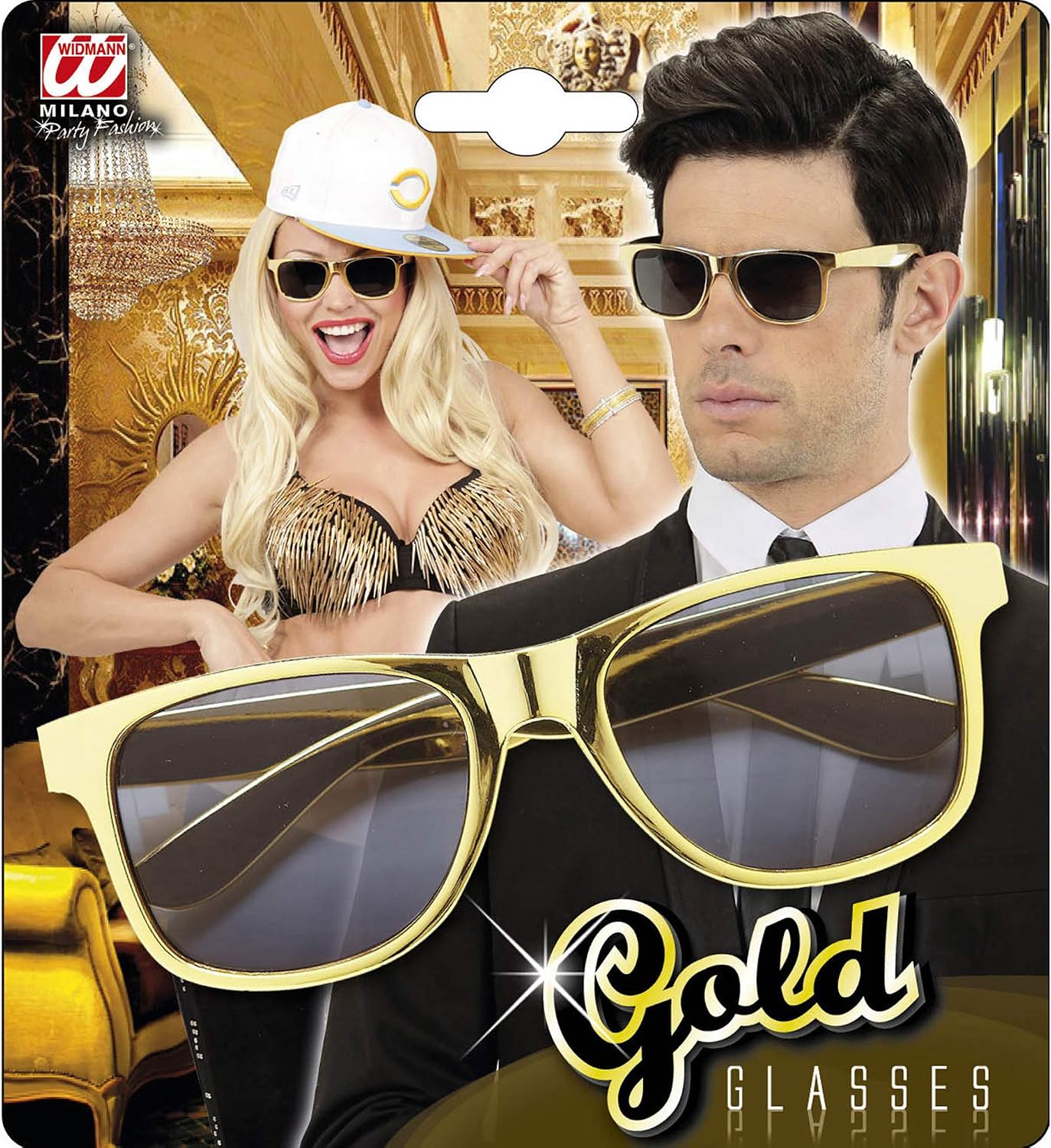Widmann 01106 - Metallic Effect Glasses, Unisex Adult, Fashion, Disco, Pimps, Carnival, Theme Parties, Gold Color - Image 3