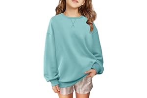 Arshiner Girls Oversized Striped Crewneck Sweatshirt Long Sleeve Color Block Pullover Tops Fall Casual Clothes 5-14 Years