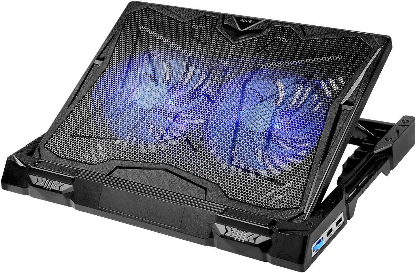 AUKEY Laptop Cooling Pad, Laptop Cooler with 5-Level Height Setting, Adjustable Fan Speed, 2 USB Ports and 2 Fans for Laptop Up to 17"