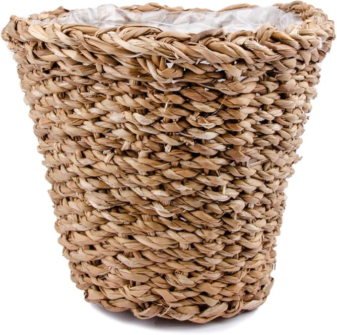 Wicker Seagrass Round Plant Basket Planter Wicker with Plastic Inlay