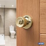 XFORT Tulip Privacy Knob Set Polished Brass Keyless Door Knob Privacy Lock view 3