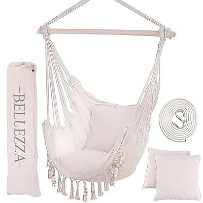 Buy Bellezza Hammock Chair Swing Oversized Hanging Chair With Xl Luxury Cushions For Indoor And Outdoor Use Includes Carry Case Hook And Rope Hanging Chairs For Bedrooms Has