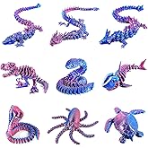 9PCS 3D Printed Dragon 3D Printed Animals Include 3D Printed Snake, Dinosaur, Octopus, Sharks, Turtle, Cobra and 3 Style Dragons, 3D Printed Toys Stuff for Home, Office, Decor Christmas Birthday Gift