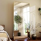 HARRITPURE 71"x32" Large Full Length Mirror - Rectangular Gold Aluminum Frame Floor Mirror with Stand for Bedroom, Living Room, Cloakroom, Full Body Reflection