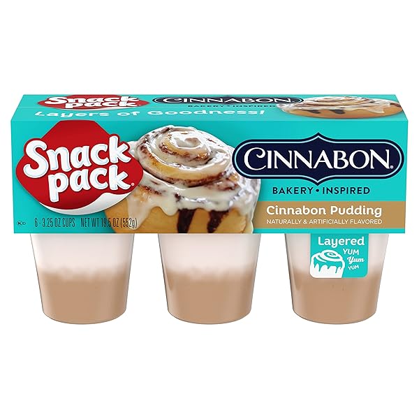 SNACK PACK CINNABON BAKERY INSPIRED FLAVORED PUDDING CUPS,...